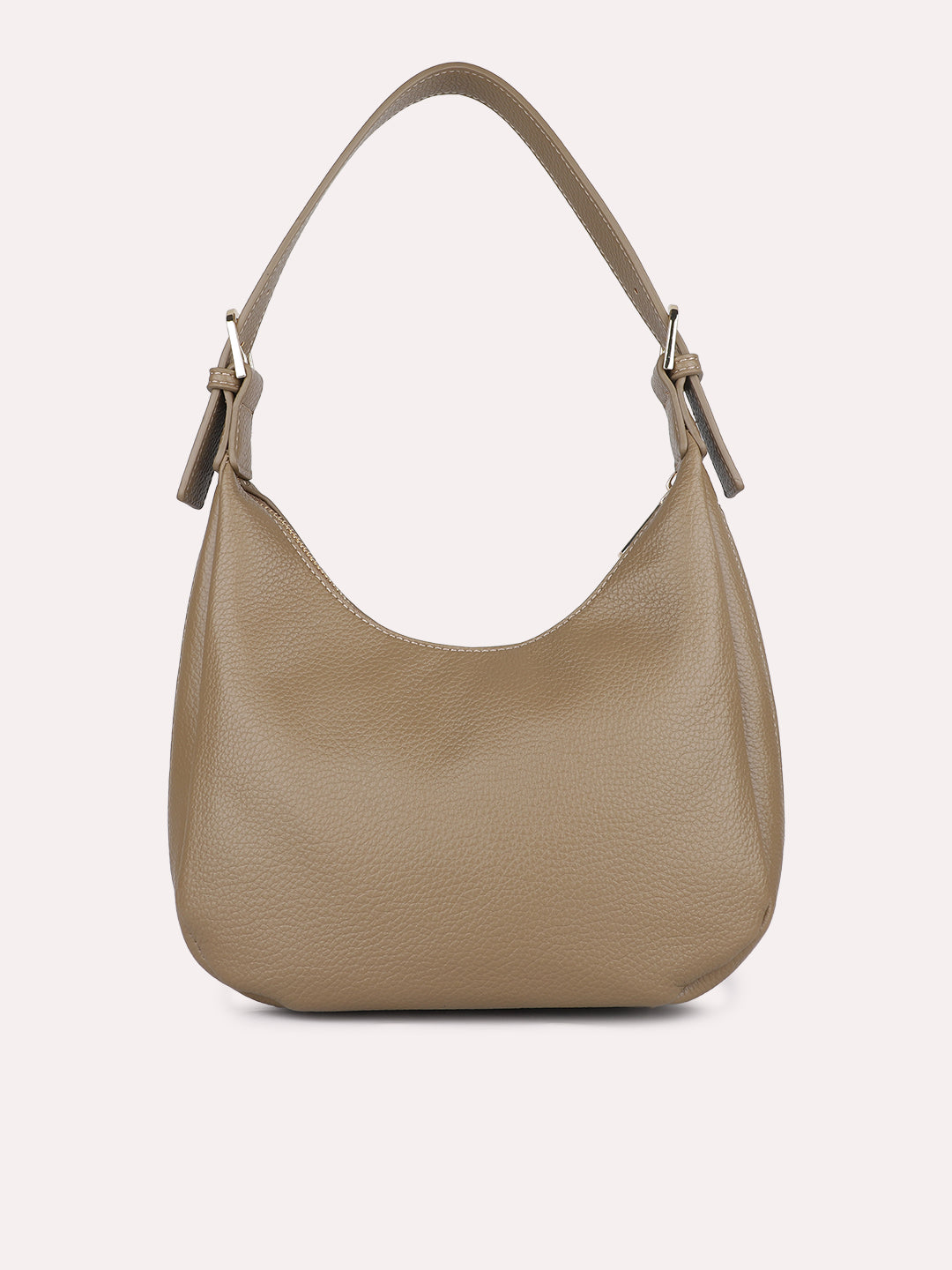 Womens Brown Party Textured Shoulder Bag With Zip Lock