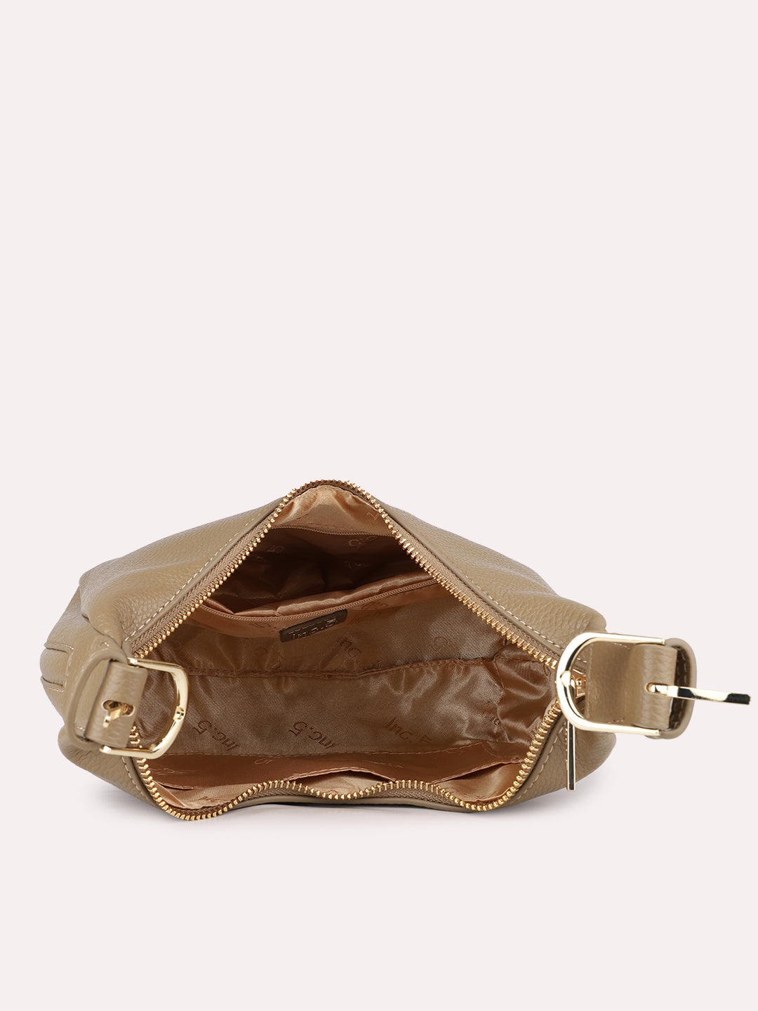 Womens Brown Party Textured Shoulder Bag With Zip Lock
