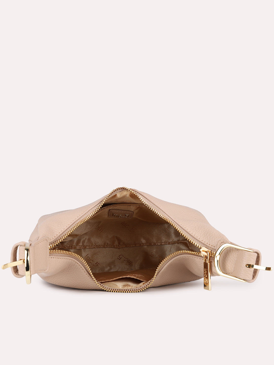 Womens Pink Party Textured Shoulder Bag With Zip Lock