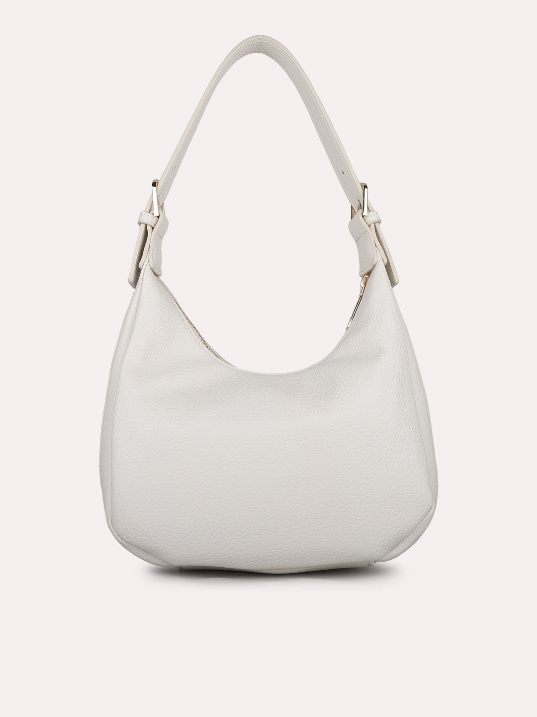 Womens White Party Textured Shoulder Bag With Zip Lock