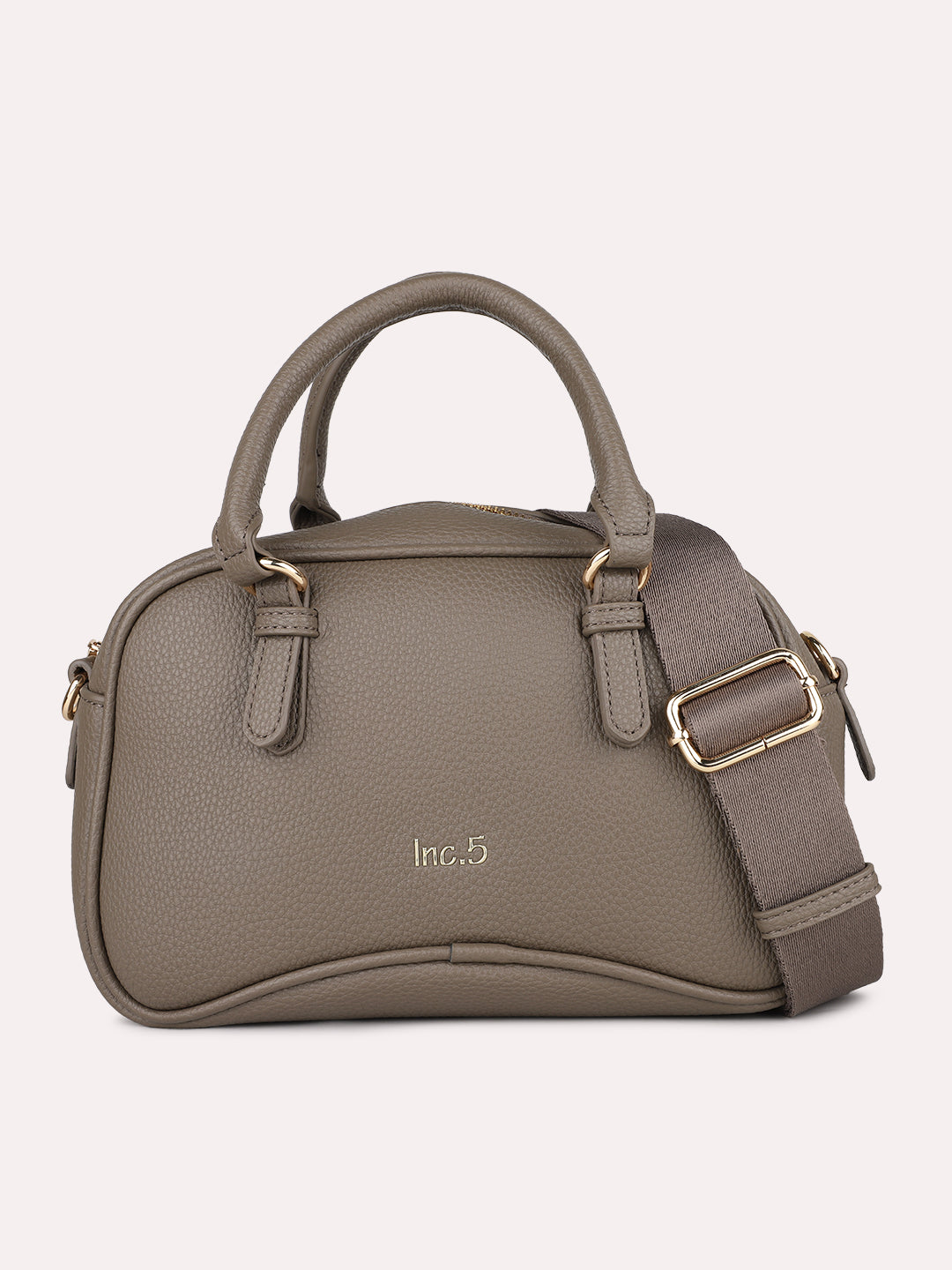 Womens Brown Casual Textured Handbag With Zip Lock