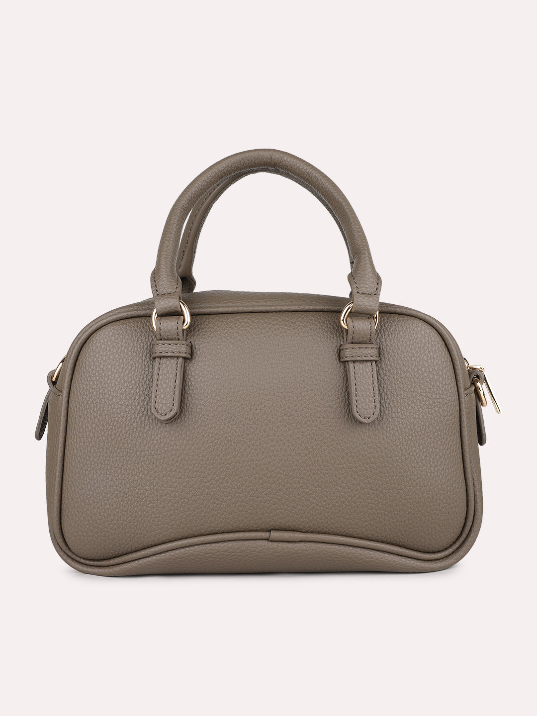 Womens Brown Casual Textured Handbag With Zip Lock