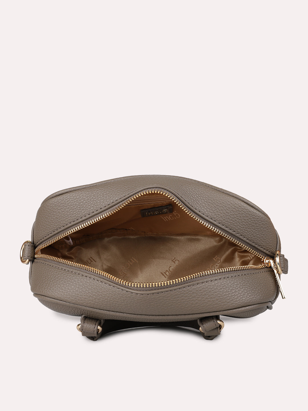 Womens Brown Casual Textured Handbag With Zip Lock