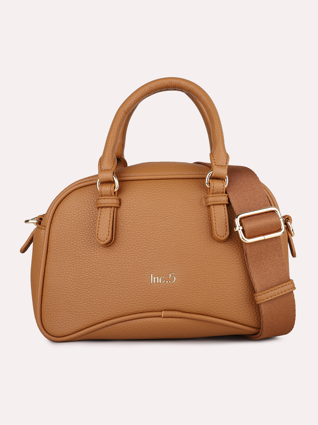 Womens Tan Casual Textured Handbag With Zip Lock