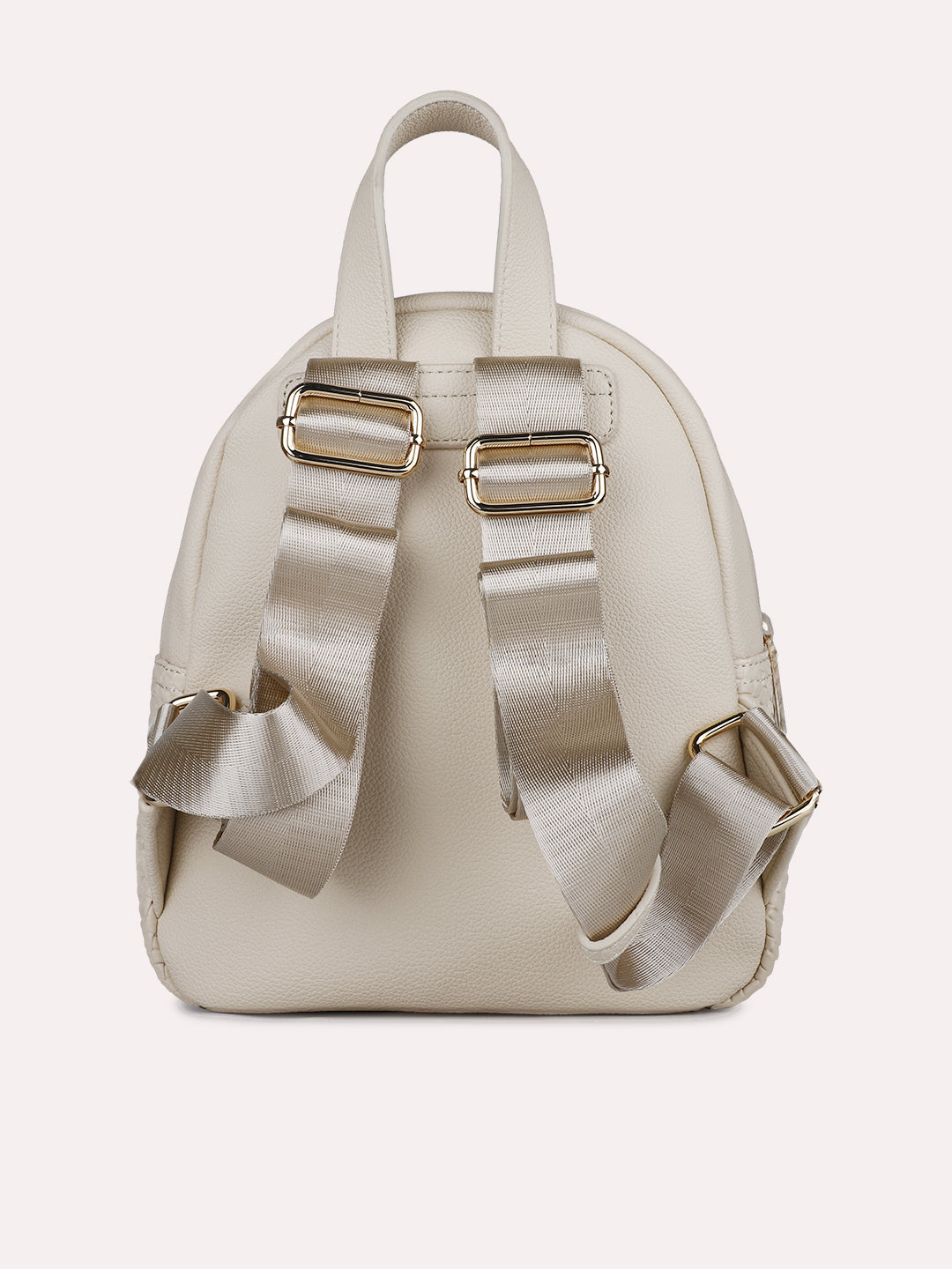 Womens Cream Casual Textured Backpack With Zip Lock