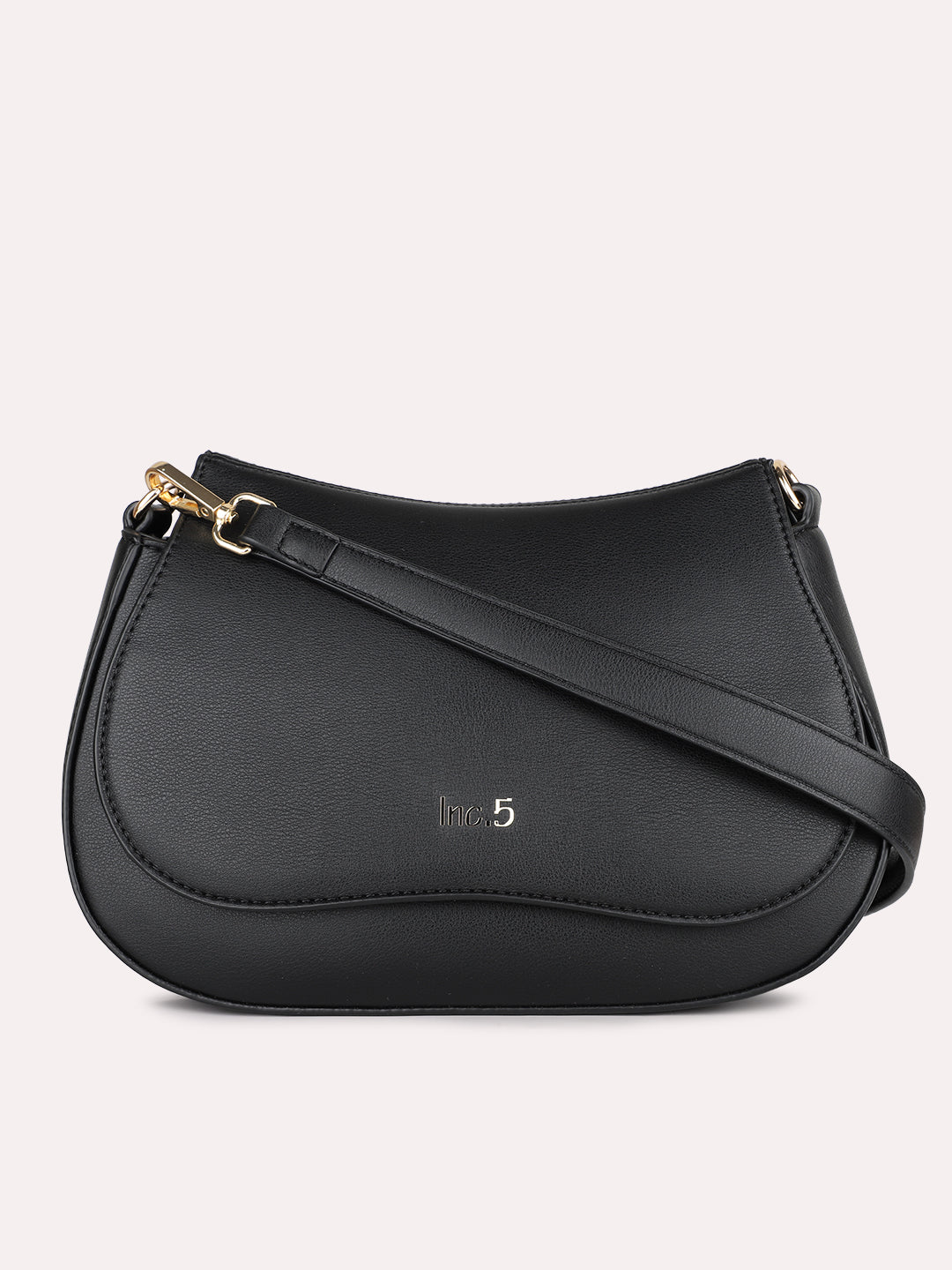 Womens Black Party Solid Handbag With Magnet Lock