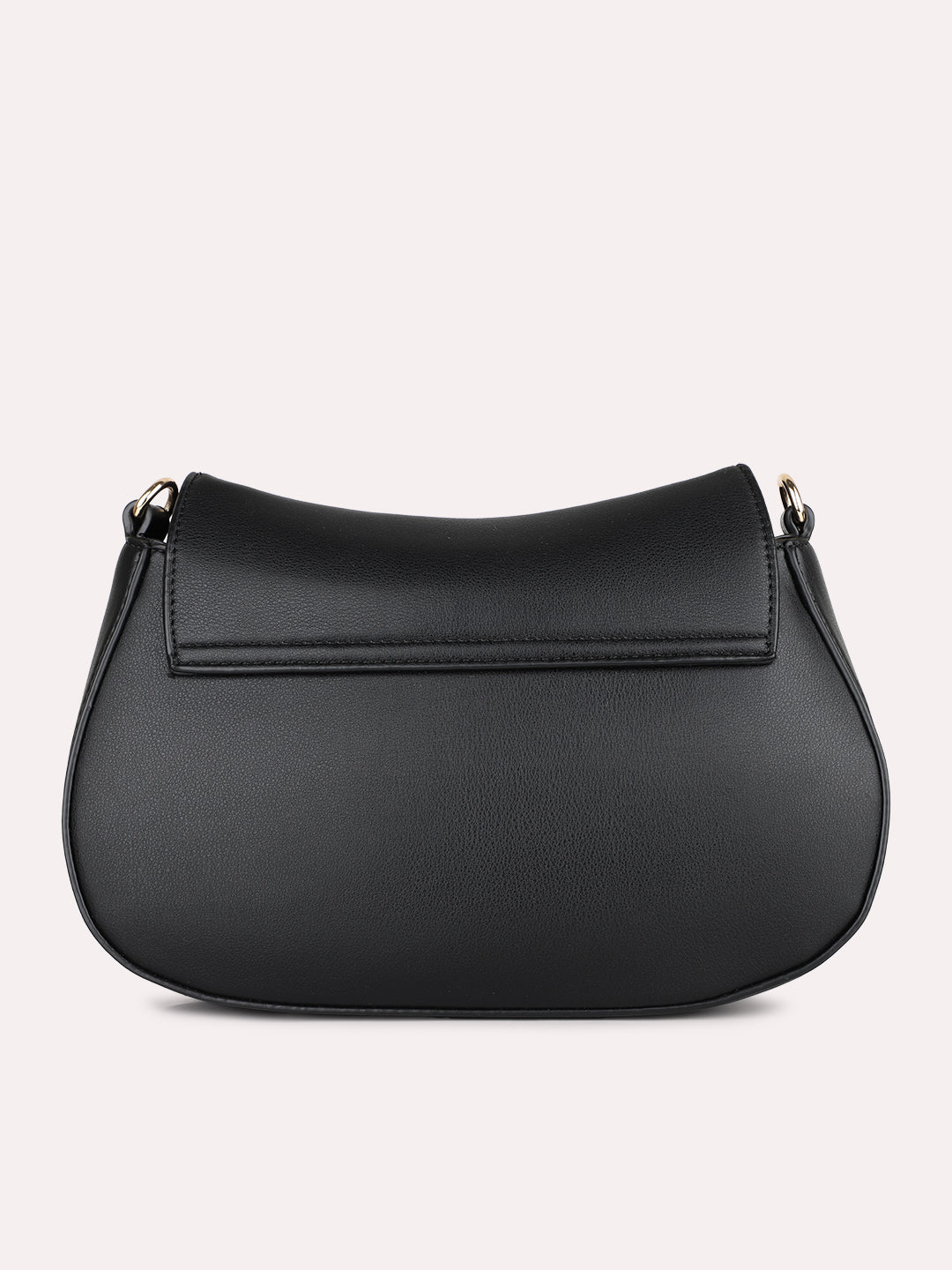 Womens Black Party Solid Handbag With Magnet Lock