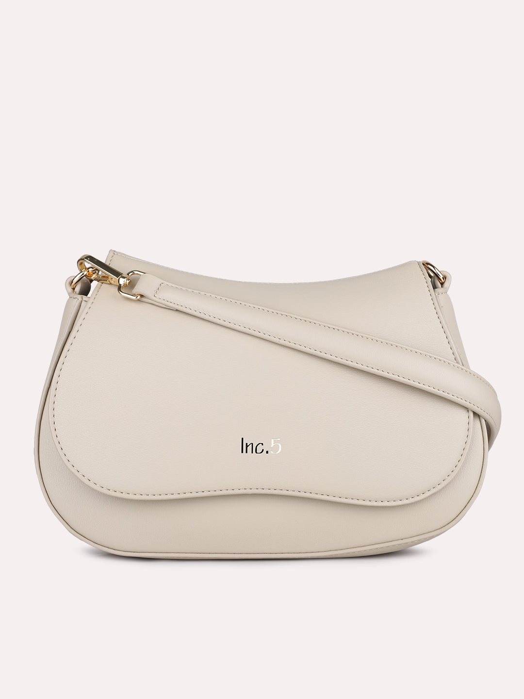 Womens Cream Party Solid Handbag With Magnet Lock