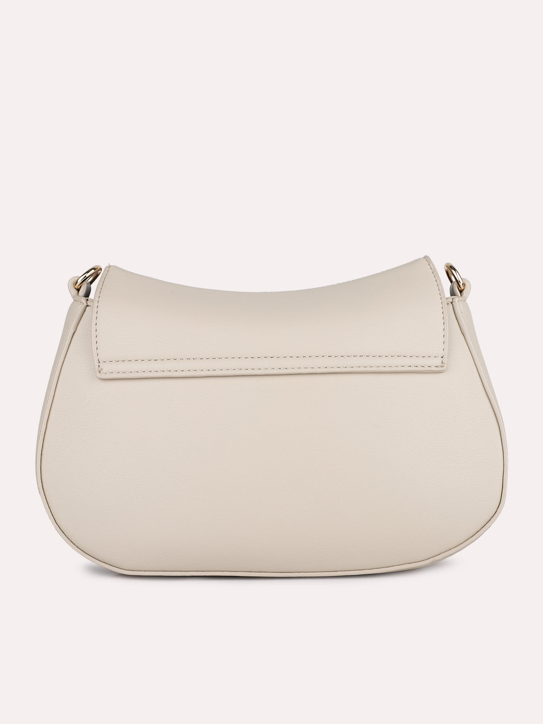 Womens Cream Party Solid Handbag With Magnet Lock