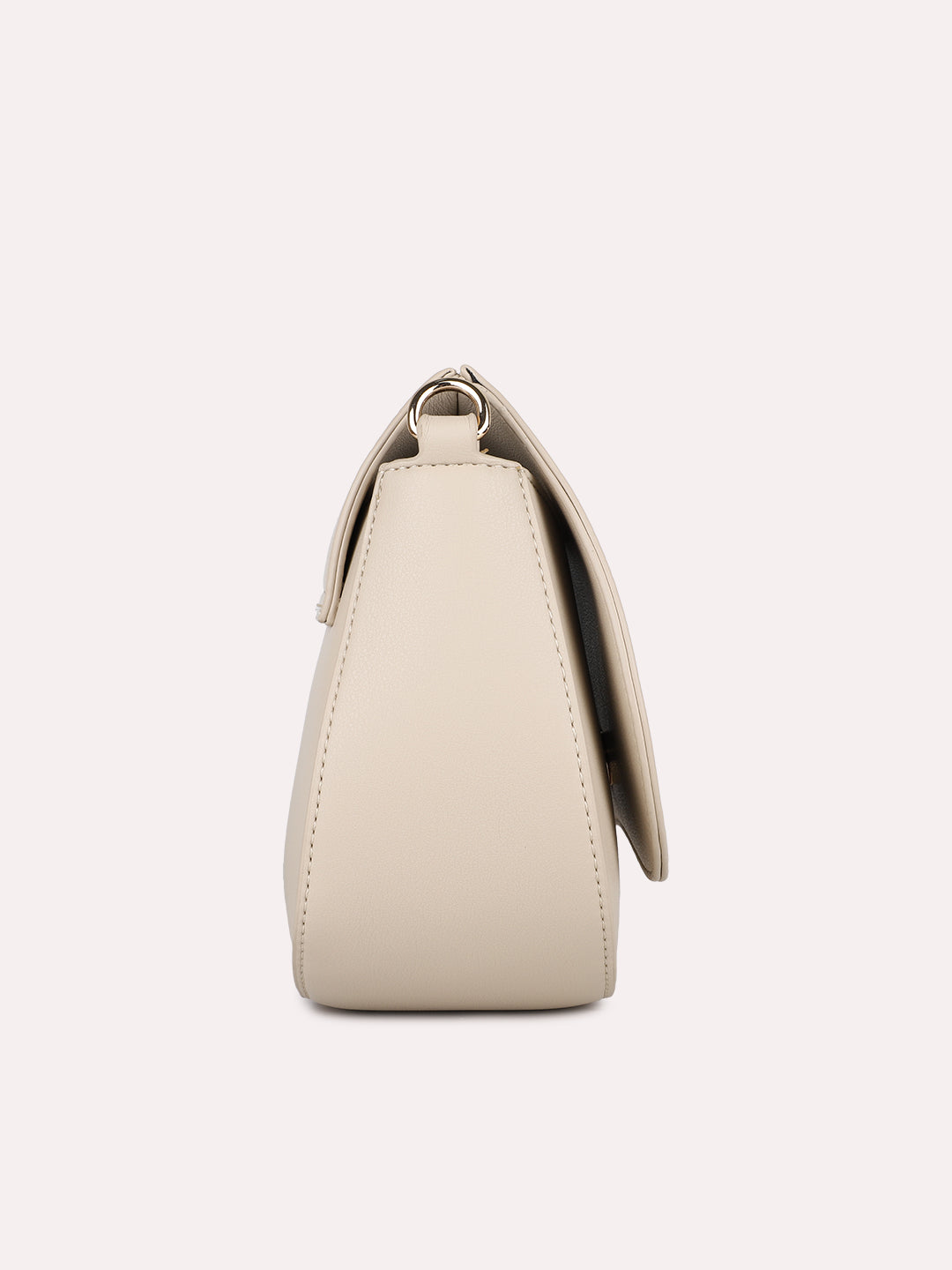 Womens Cream Party Solid Handbag With Magnet Lock