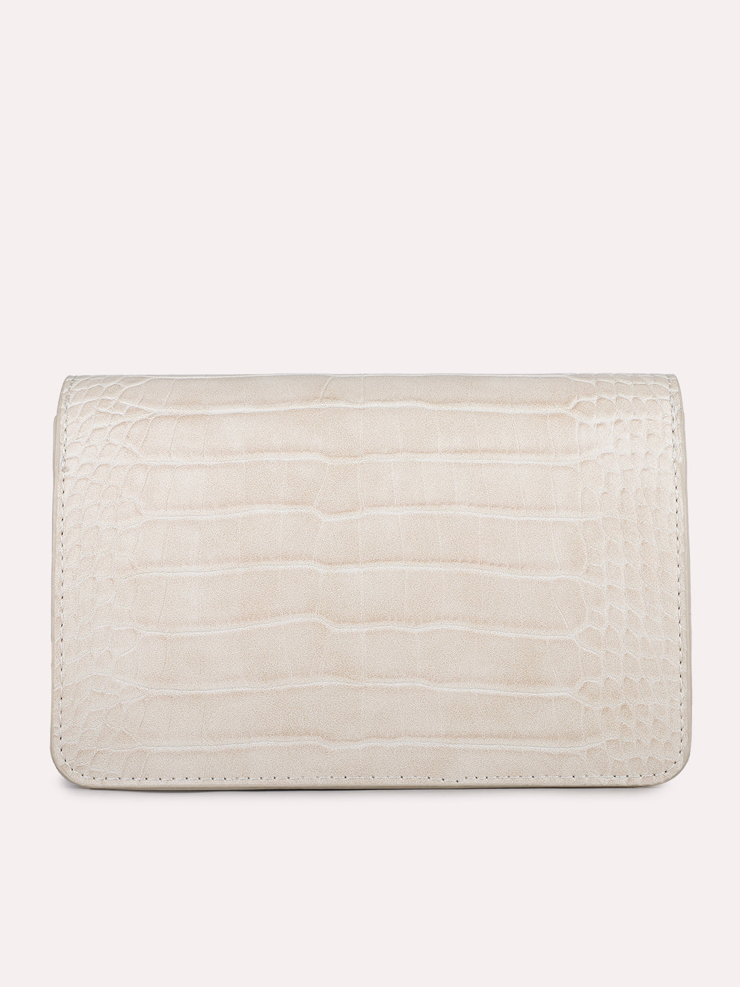 Womens Beige Party Textured Pattern Sling Bag With Magnet Lock