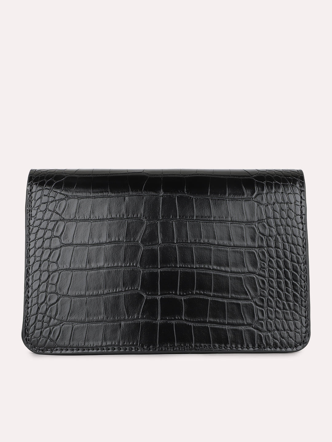 Womens Black Party Textured Pattern Sling Bag With Magnet Lock