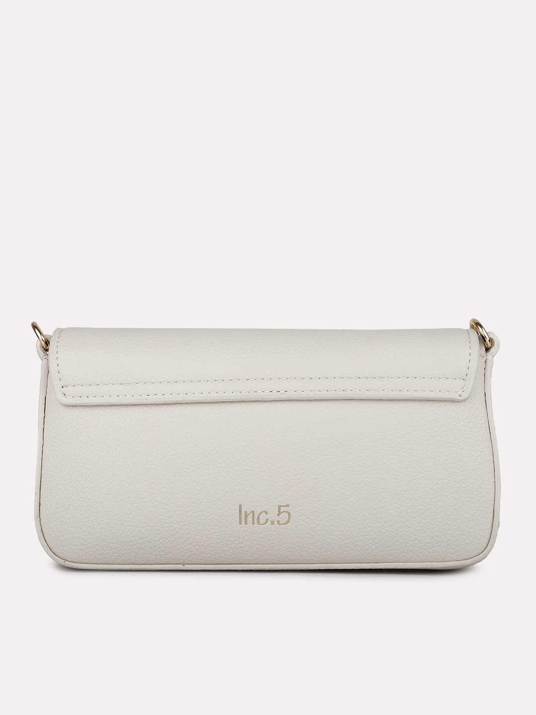 Womens Cream Party Textured Sling Bag With Magnet Lock