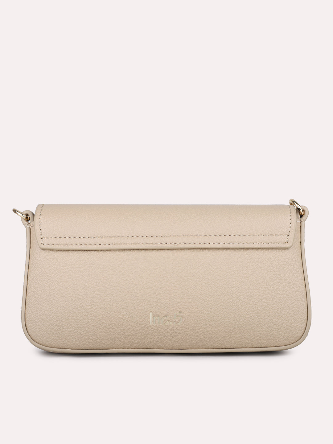 Womens Beige Party Textured Sling Bag With Magnet Lock