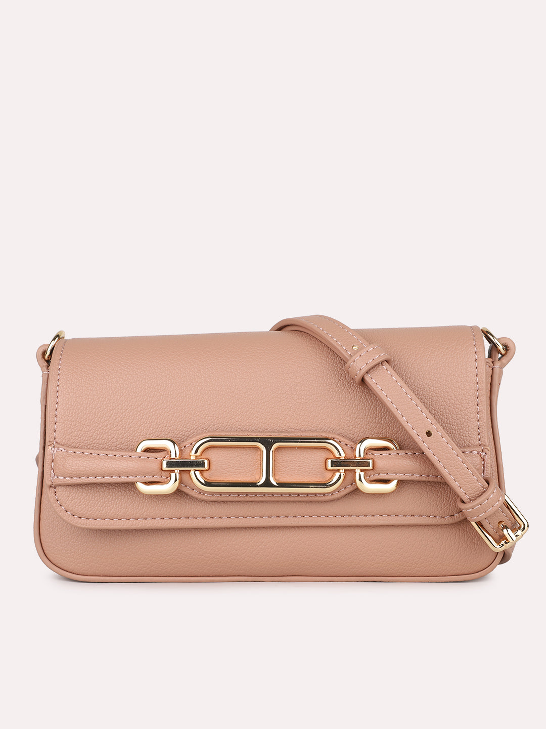 Womens Pink Party Textured Sling Bag With Magnet Lock