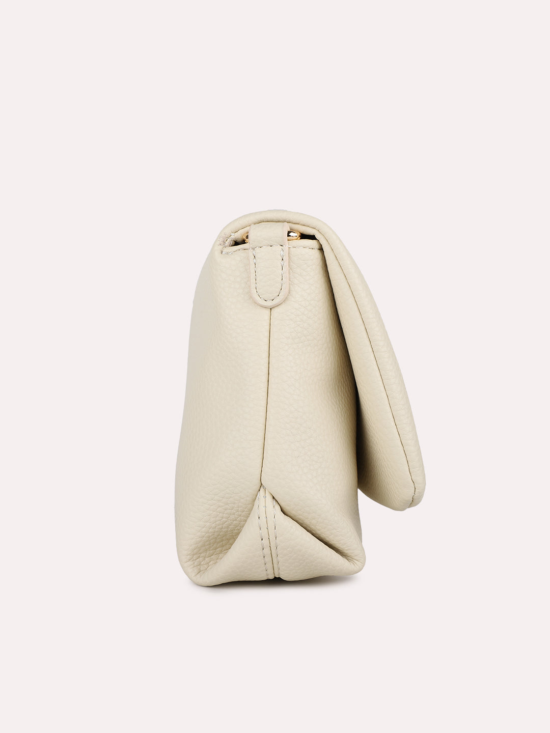 Womens Beige Party Textured Handbag With Magnet Lock