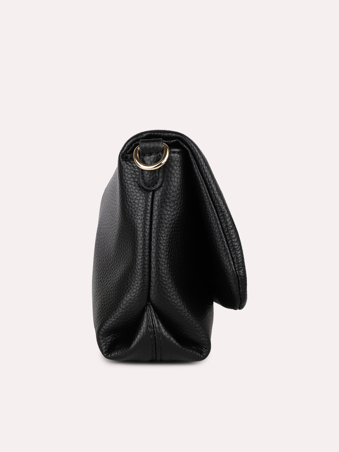 Womens Black Party Textured Pattern Handbag With Magnet Lock