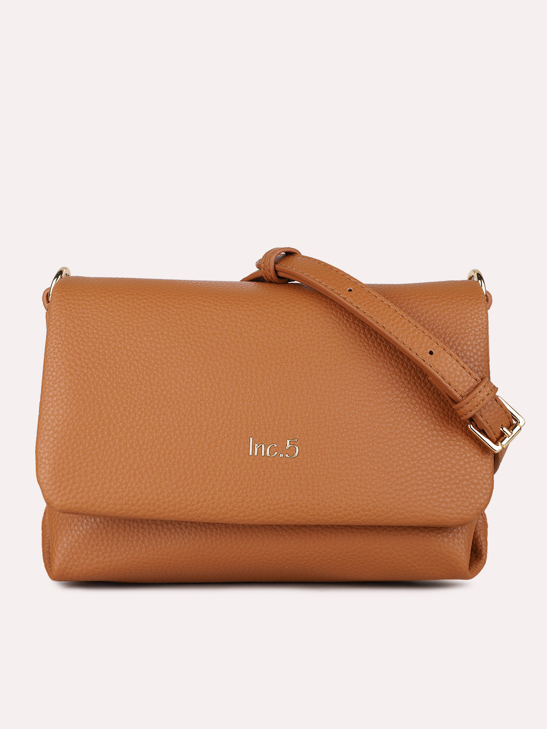 Womens Tan Party Textured Handbag With Magnet Lock