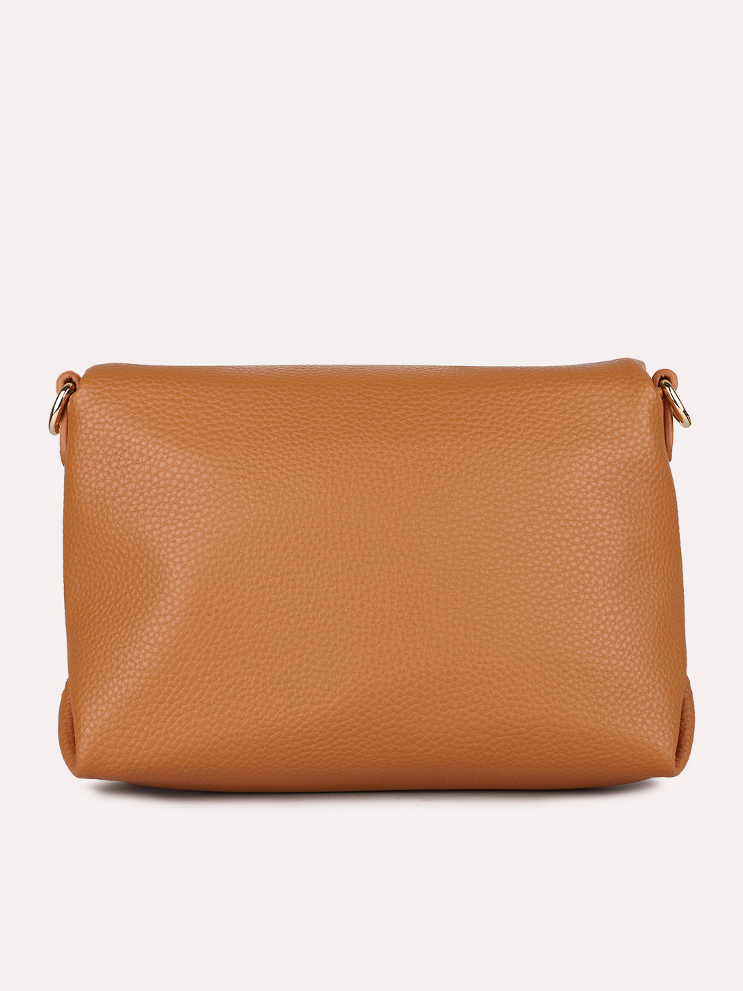 Womens Tan Party Textured Handbag With Magnet Lock