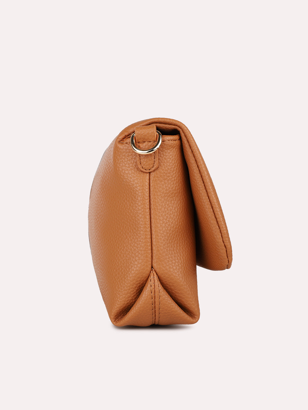 Womens Tan Party Textured Handbag With Magnet Lock