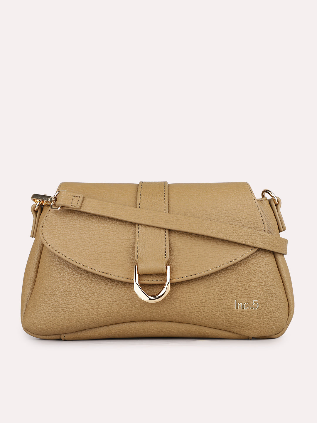 Womens Khaki Party Textured Sling Bag With Magnet Lock