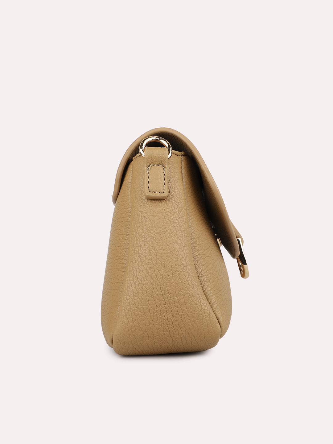 Womens Khaki Party Textured Sling Bag With Magnet Lock