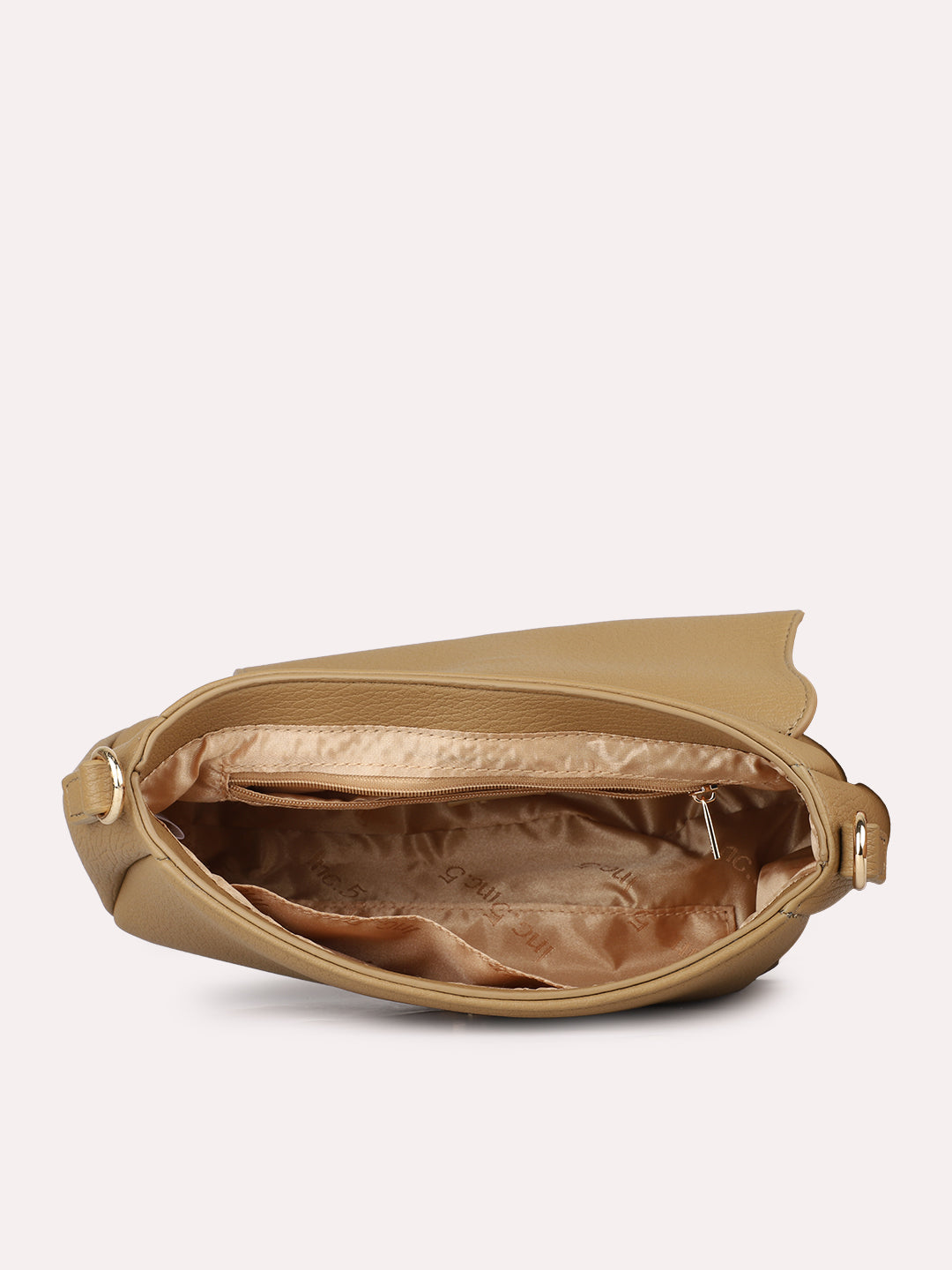 Womens Khaki Party Textured Sling Bag With Magnet Lock