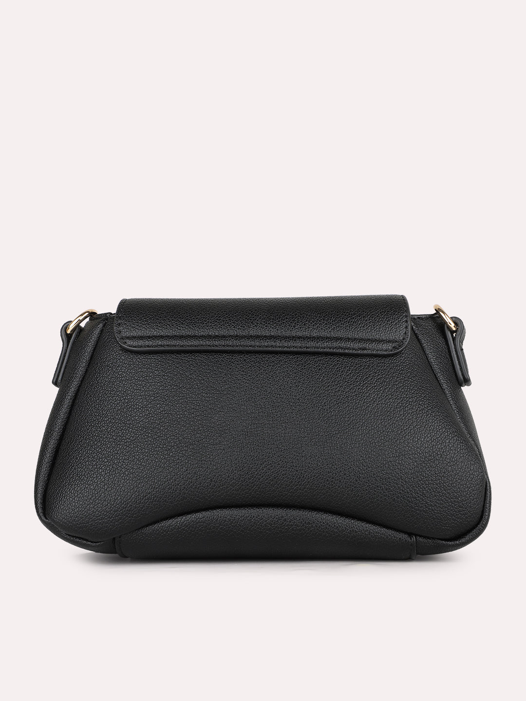 Womens Black Casual Textured Sling Bag With Twist Lock