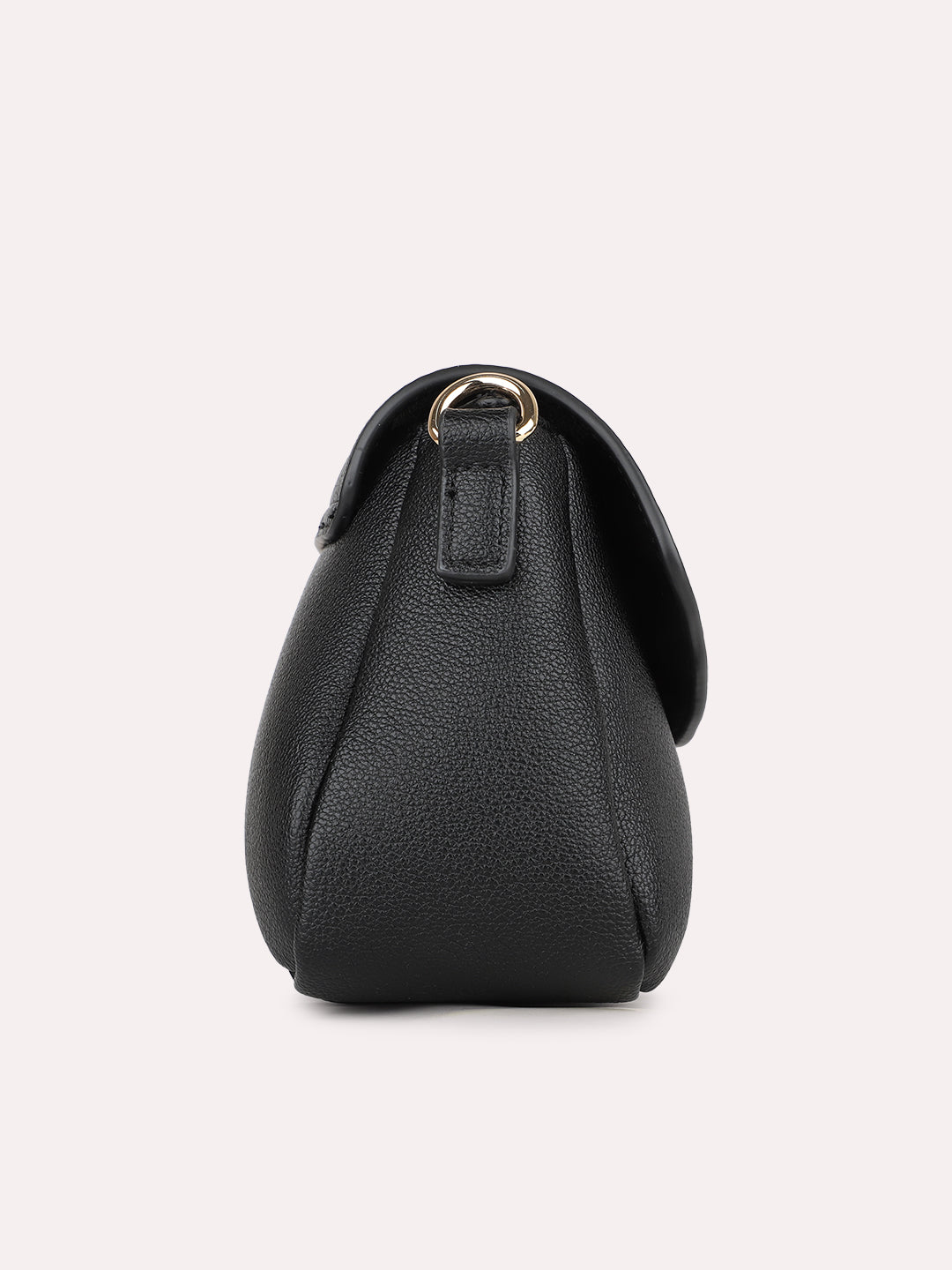 Womens Black Casual Textured Sling Bag With Twist Lock