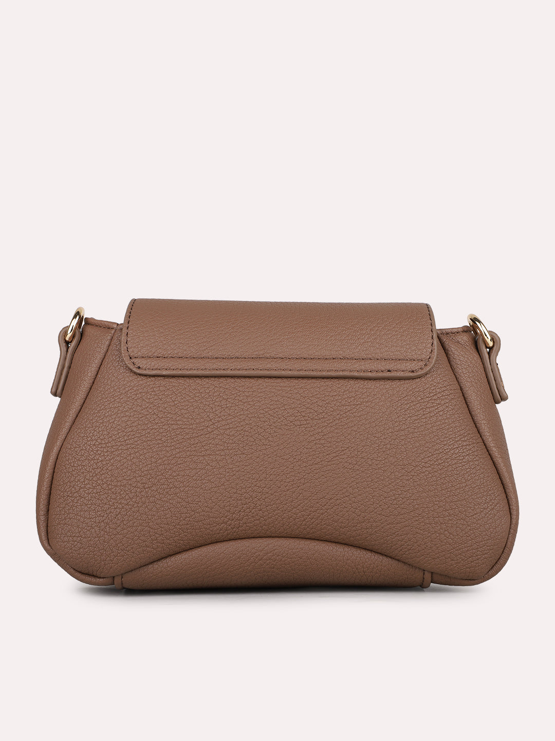 Womens Brown Casual Textured Sling Bag With Twist Lock