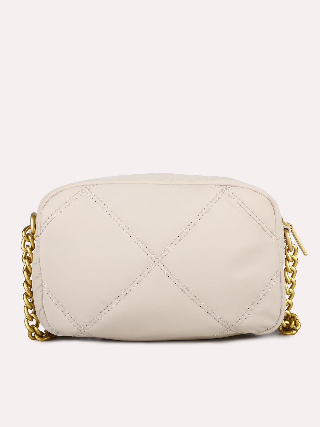 Womens Beige Party Textured Sling Bag With Zip Lock