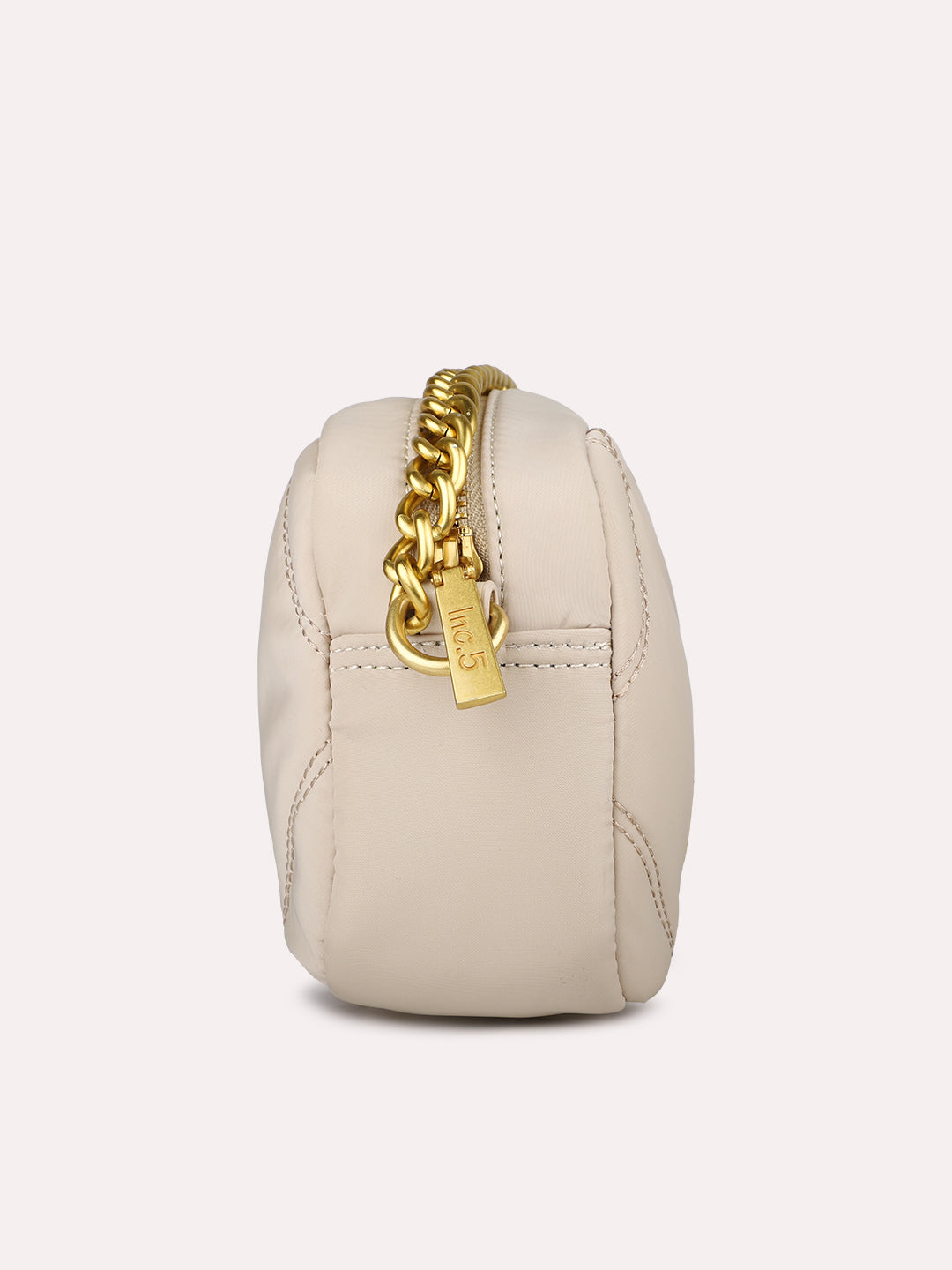 Womens Beige Party Textured Sling Bag With Zip Lock