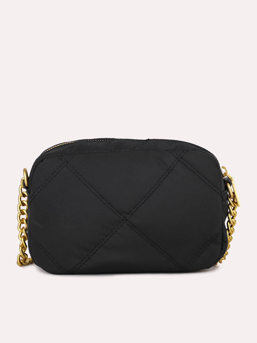 Womens Black Party Textured Sling Bag With Zip Lock