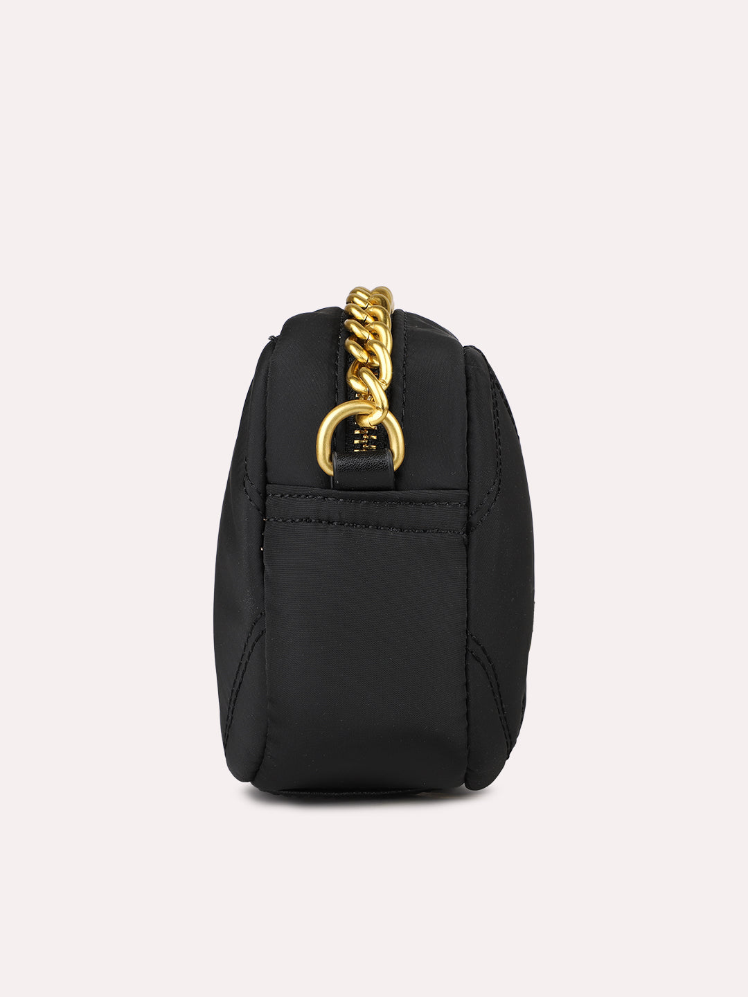 Womens Black Party Textured Sling Bag With Zip Lock