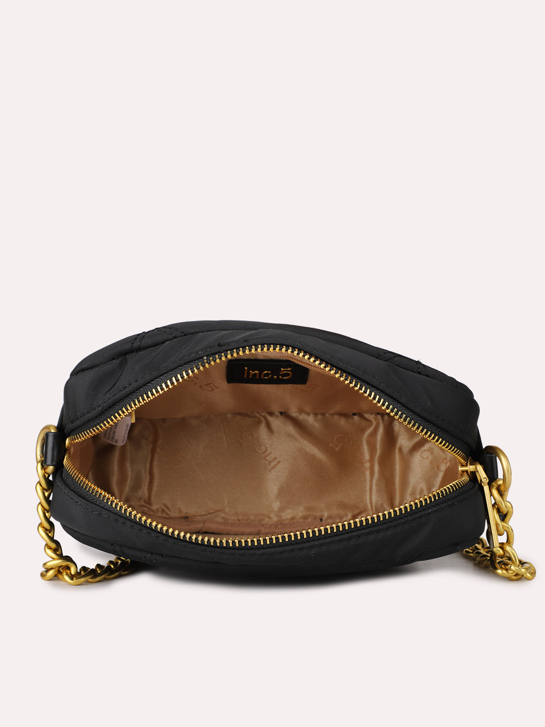 Womens Black Party Textured Sling Bag With Zip Lock