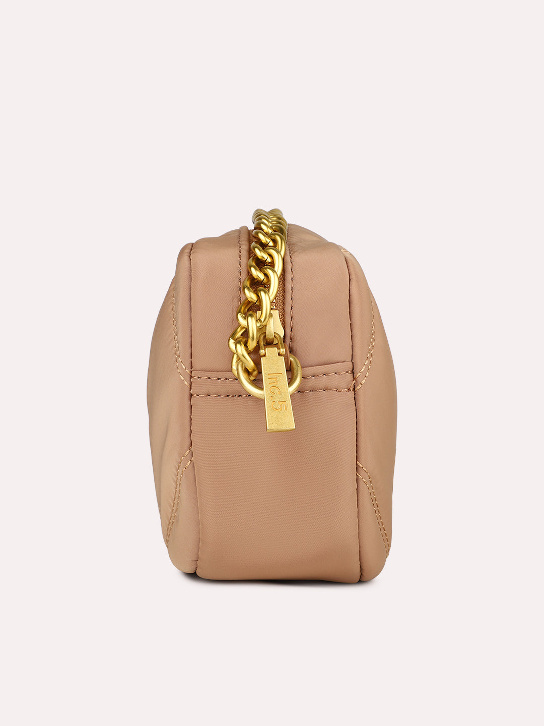 Womens Tan Party Textured Sling Bag With Zip Lock