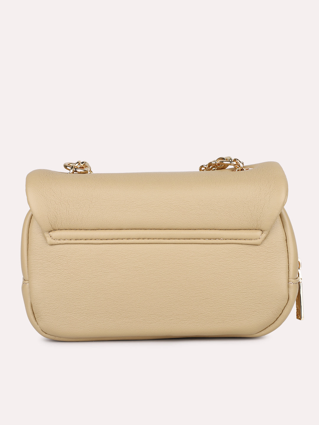 Womens Beige Party Solid Sling Bag With Push Lock
