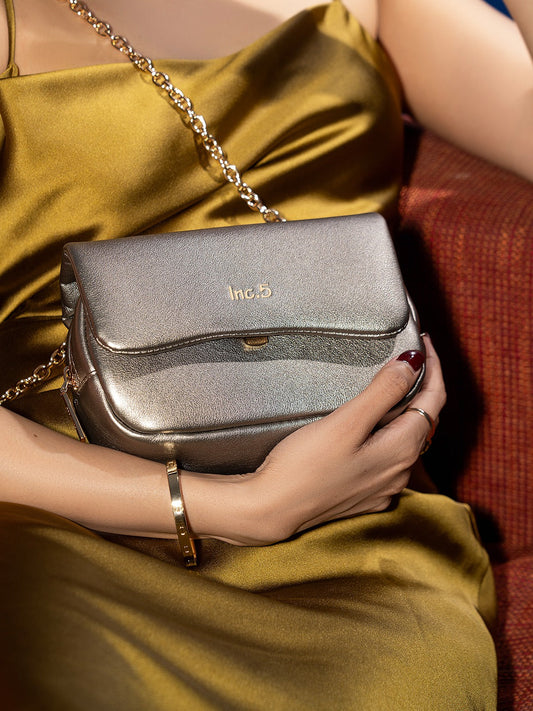 Womens Grey Party Solid Sling Bag With Push Lock