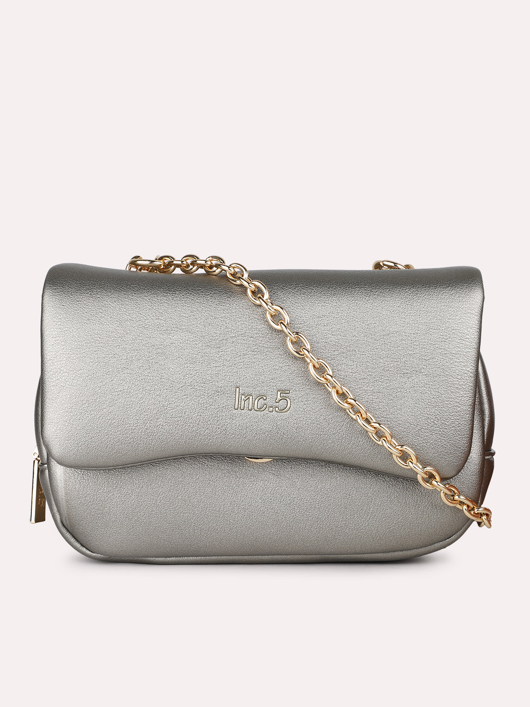 Womens Grey Party Solid Sling Bag With Push Lock