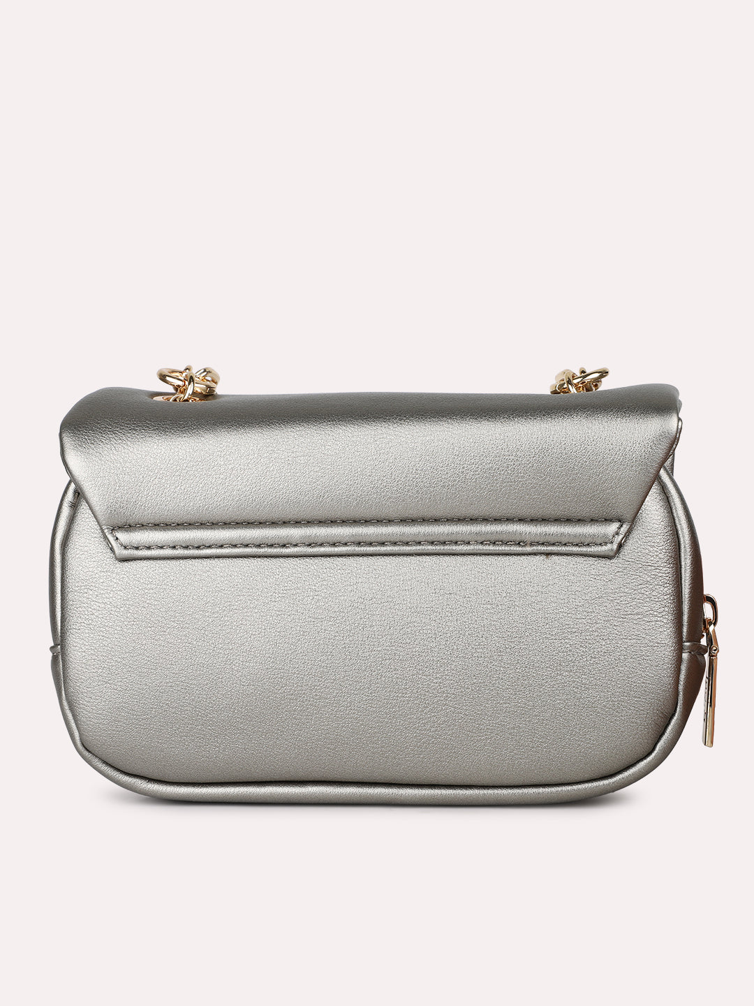 Womens Grey Party Solid Sling Bag With Push Lock