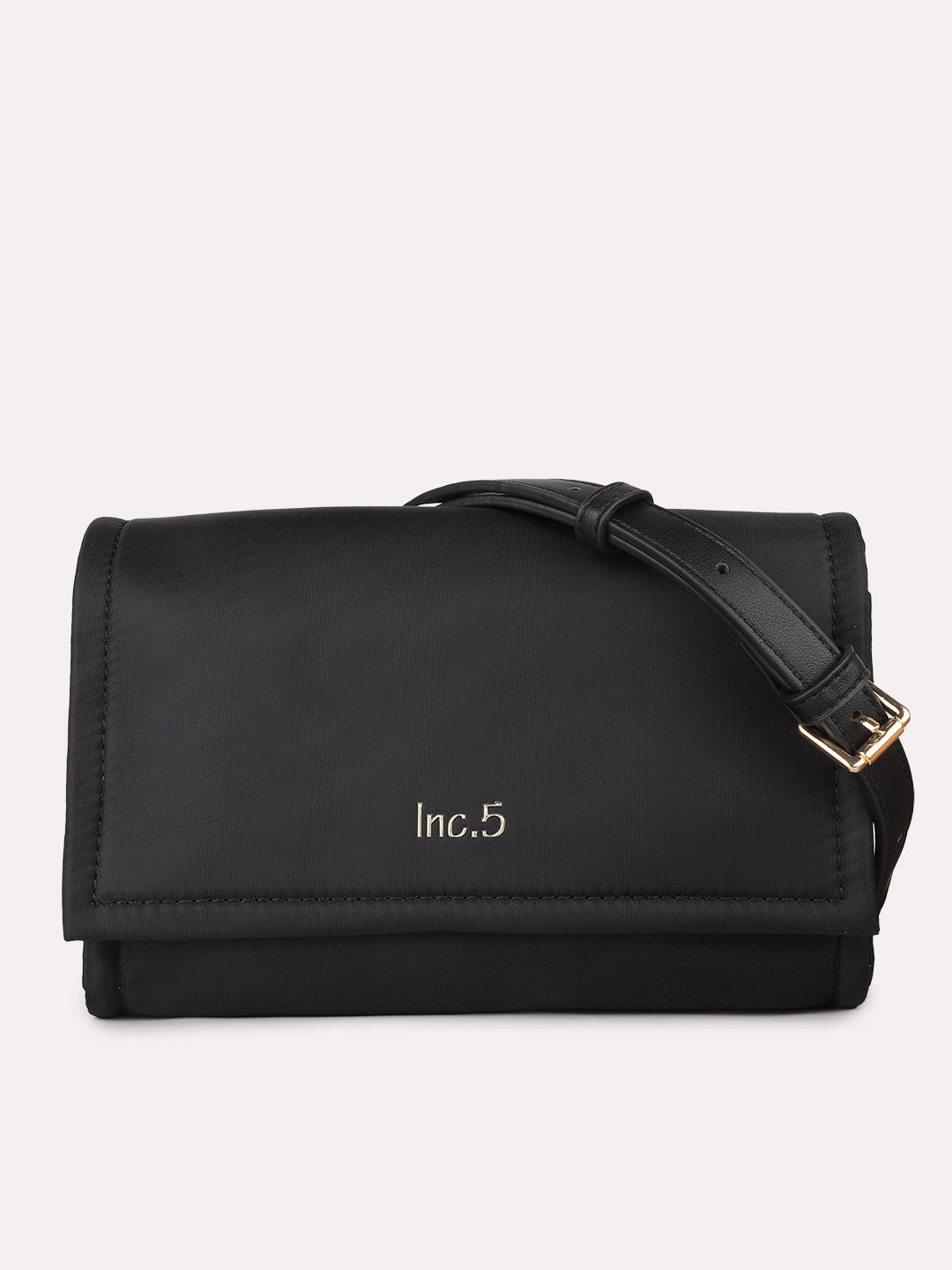 Womens Black Casual Solid Sling Bag With Magnet Lock