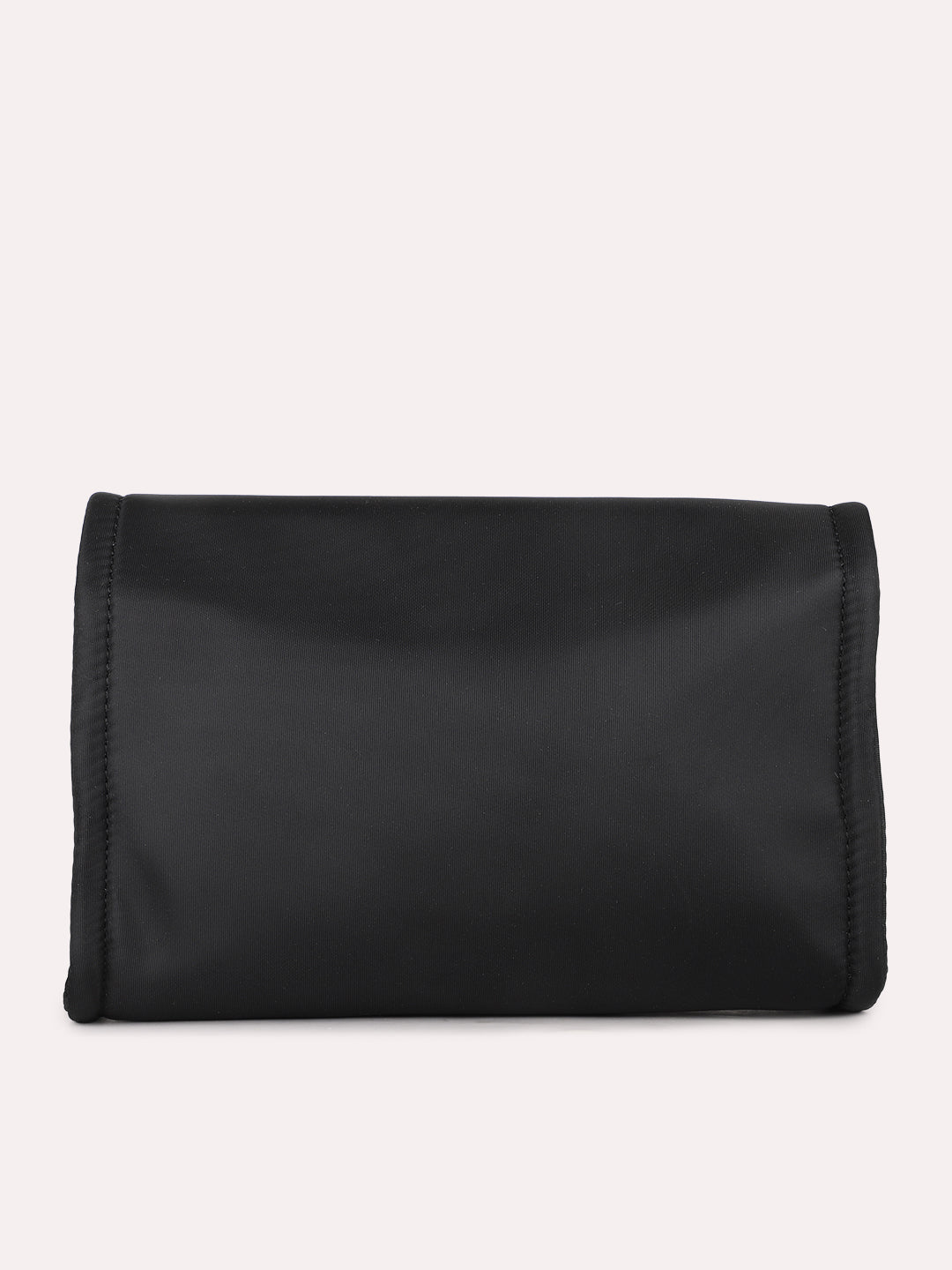 Womens Black Casual Solid Sling Bag With Magnet Lock