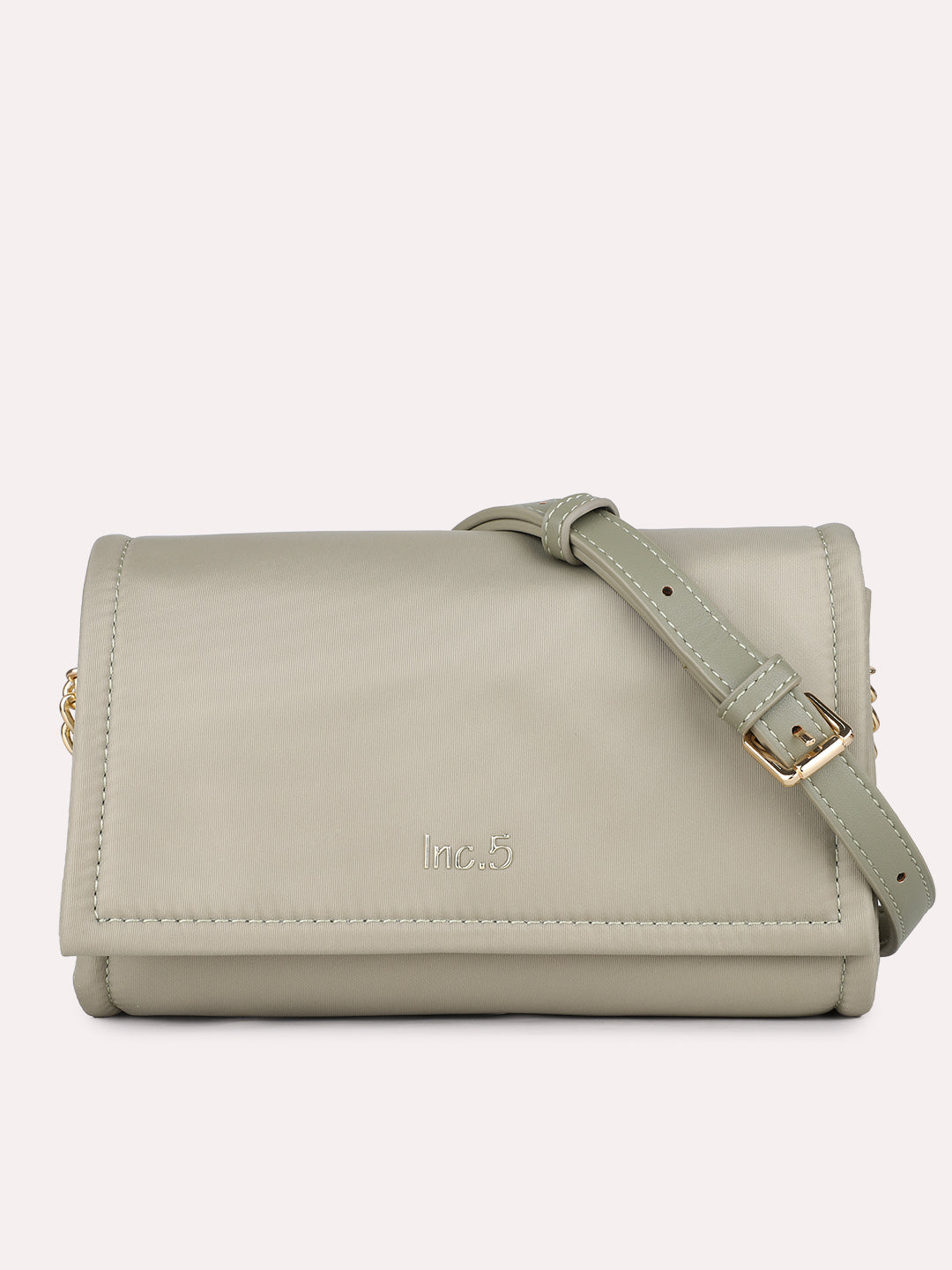 Womens Green Casual Solid Sling Bag With Magnet Lock