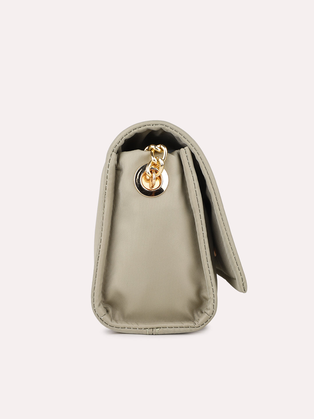 Womens Green Casual Solid Sling Bag With Magnet Lock