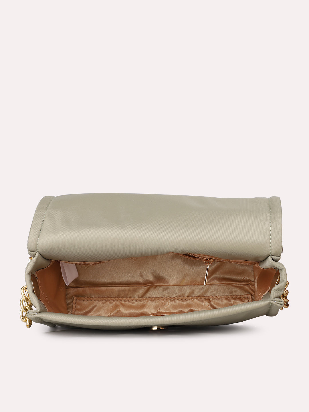 Womens Green Casual Solid Sling Bag With Magnet Lock