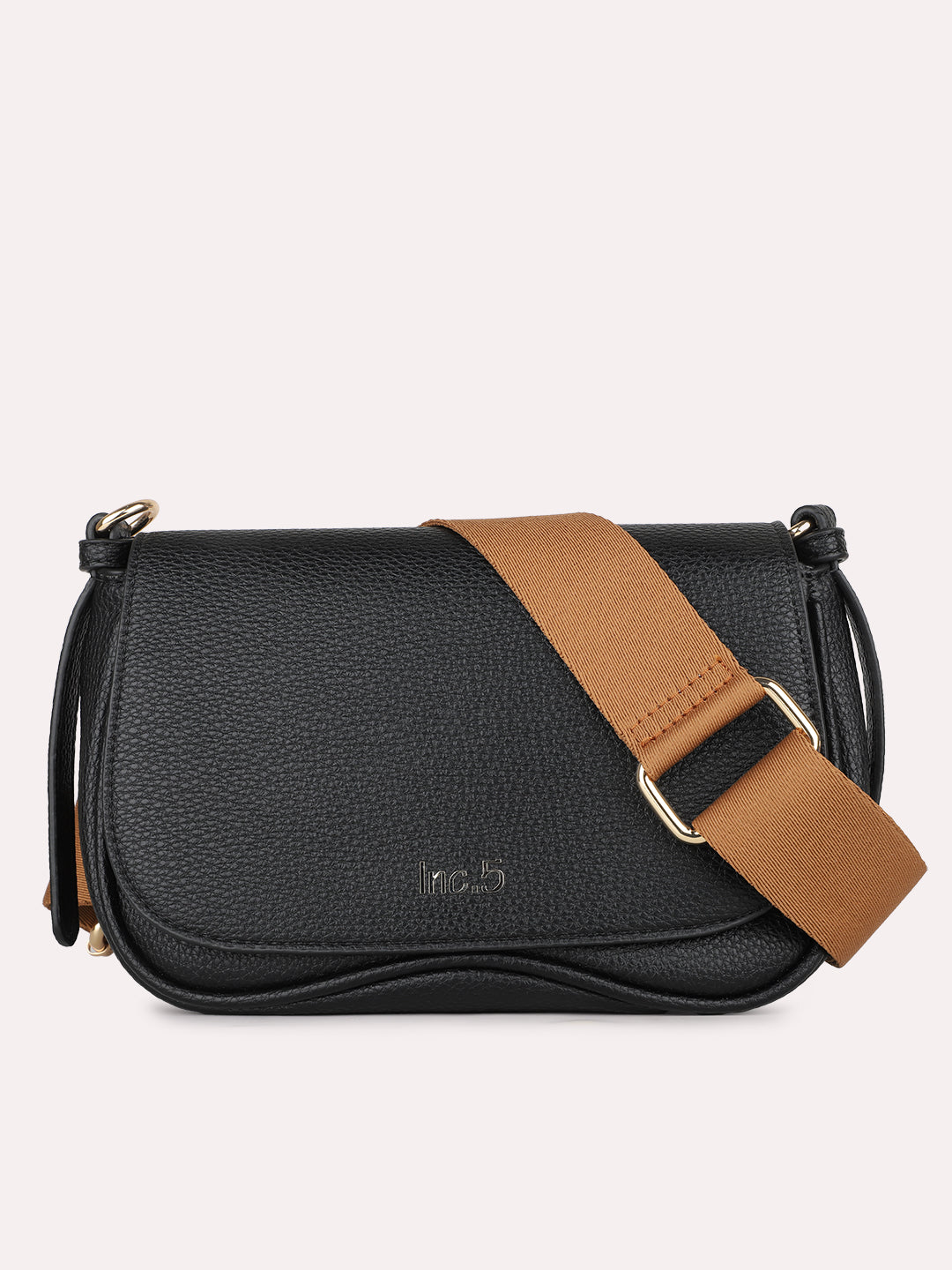 Womens Black Party Textured Sling Bag With Magnet Lock