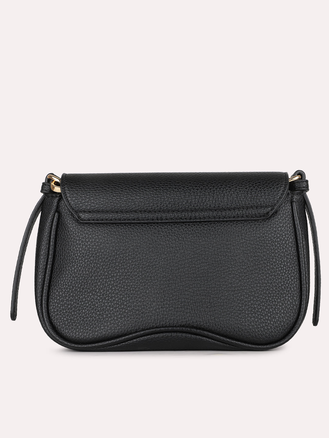 Womens Black Party Textured Sling Bag With Magnet Lock