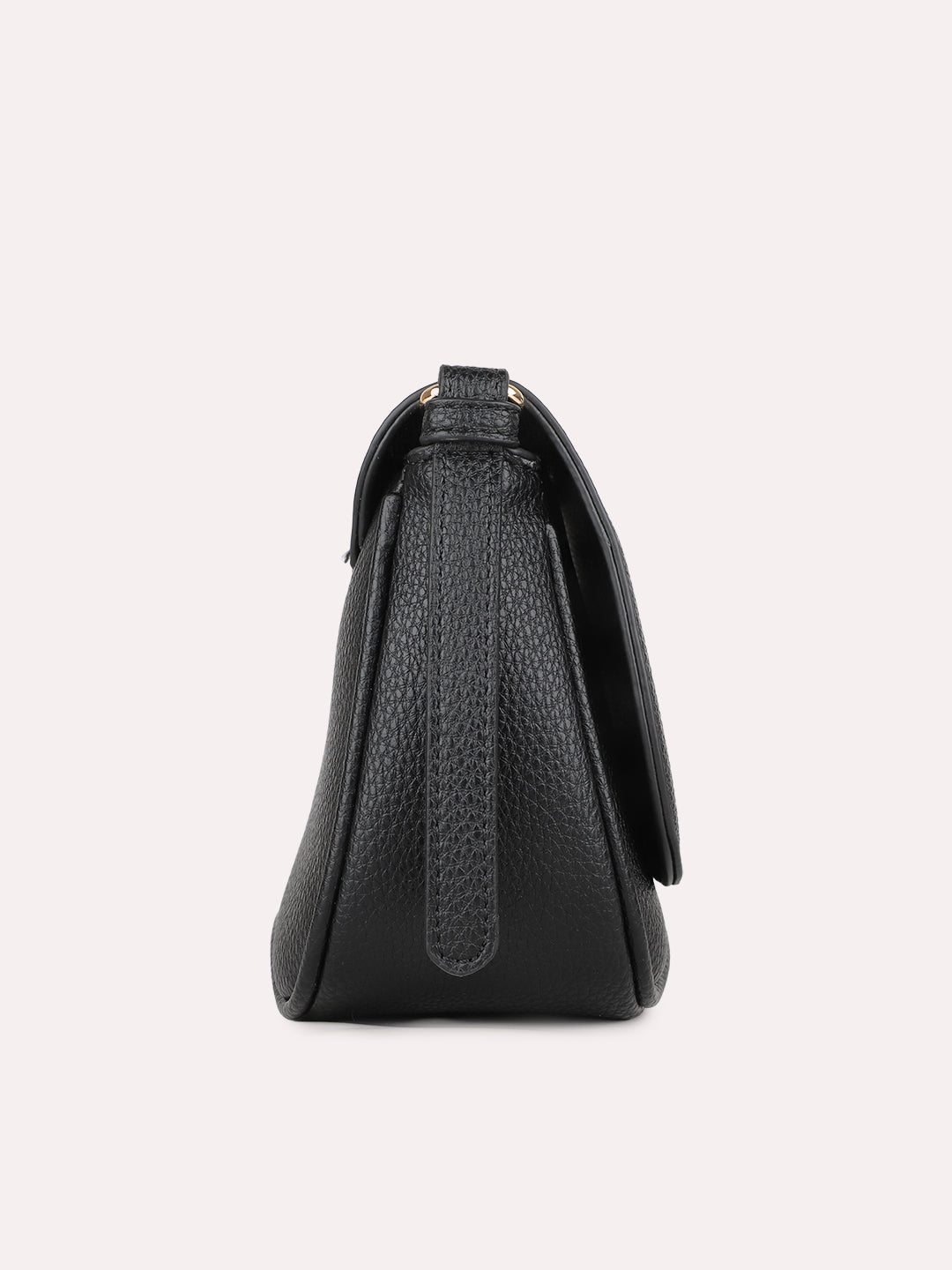 Womens Black Party Textured Sling Bag With Magnet Lock