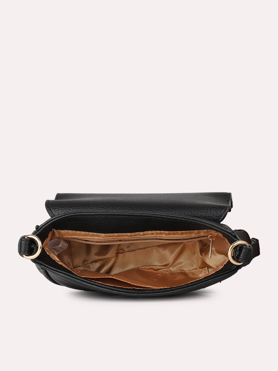 Womens Black Party Textured Sling Bag With Magnet Lock
