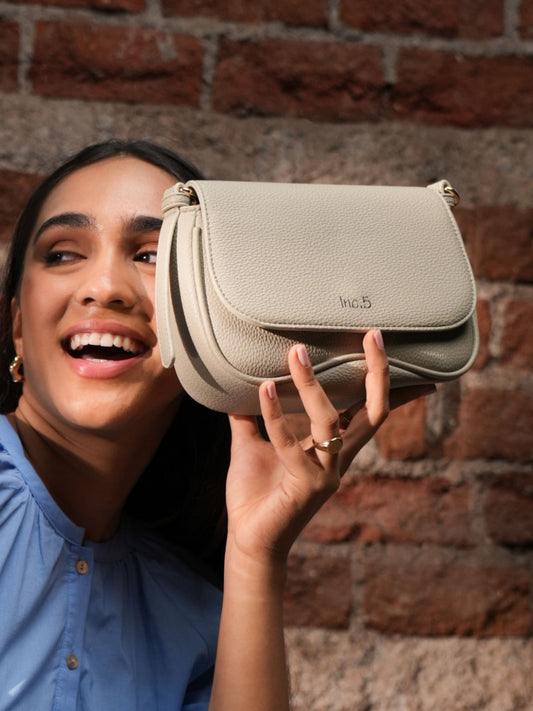 Womens Grey Party Textured Sling Bag With Magnet Lock